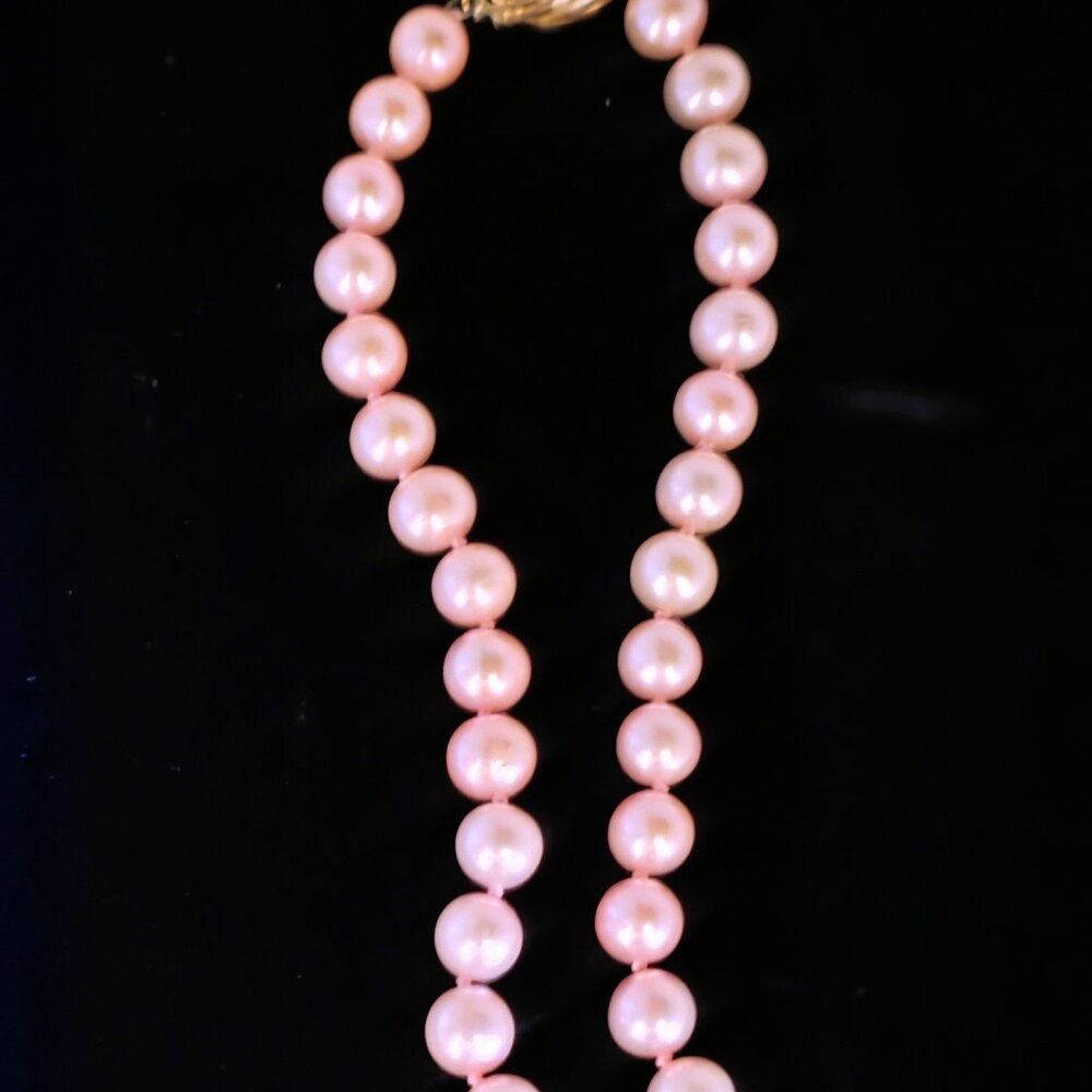 SPLENDID HOLIDAY GIFT! Pink Fresh Water Pearl Necklace Hand Knttd Opera Lgth 40" - Picture 4 of 5